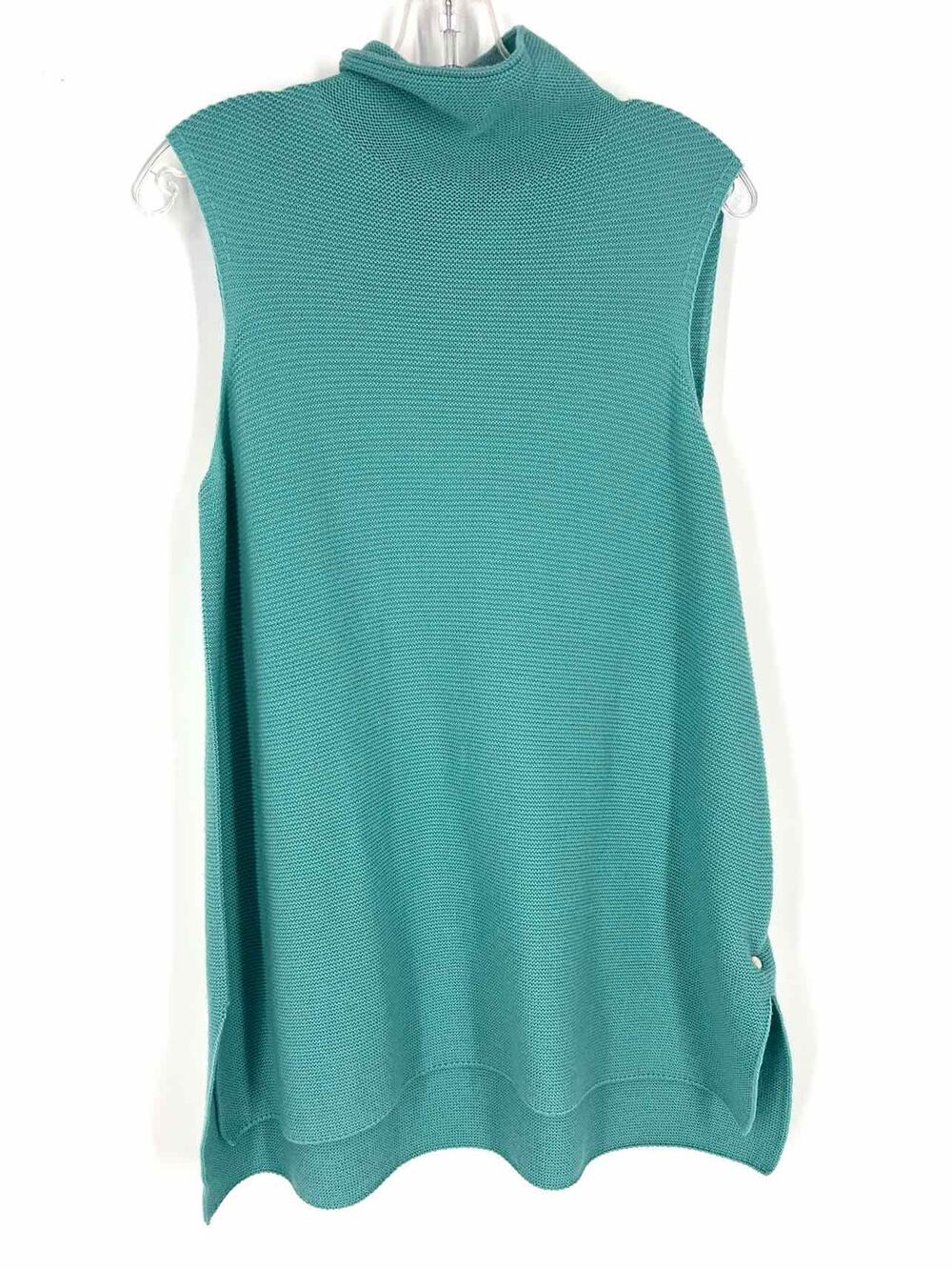 Christian Wijnants Size S Turquoise Knit Merino Wool Designer Top-Sleeveless